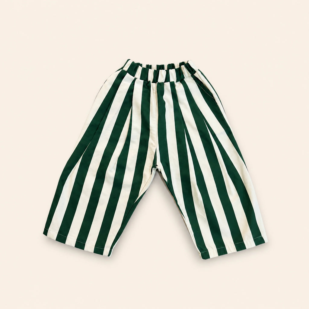 Straight pants green stripes