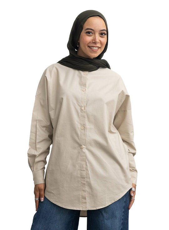 Latte Over Size Oxford Shirt