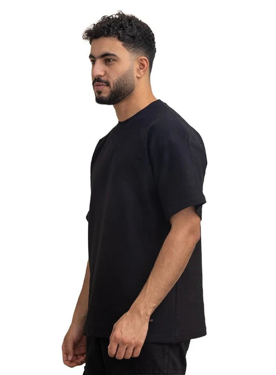 Black Crunchy-Oversize Round T-Shirt