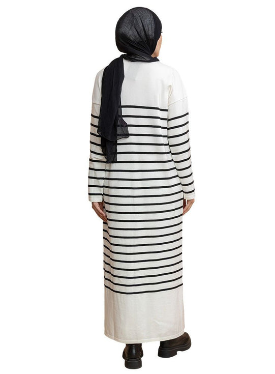 White Long-Striped Dress