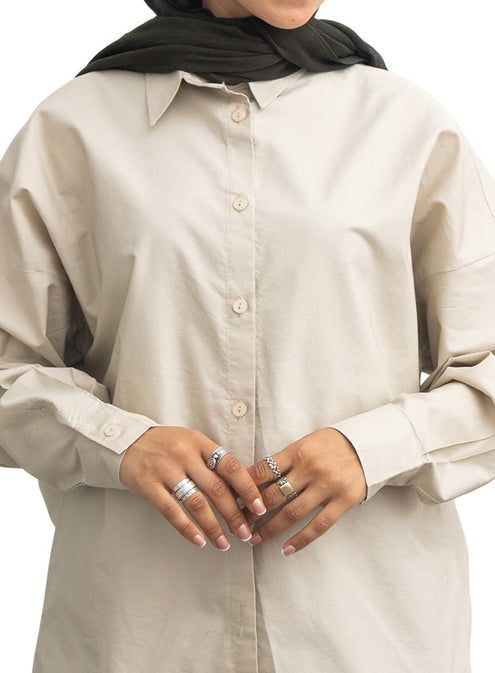 Latte Over Size Oxford Shirt