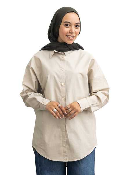 Latte Over Size Oxford Shirt