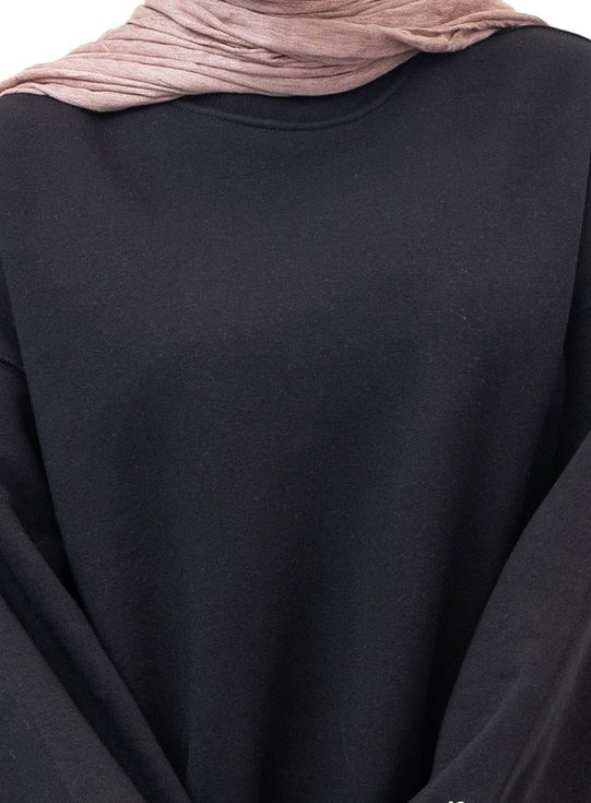 Black Long V-Over Size Sw-Round