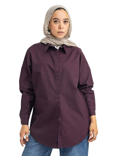 Violet Over Size Oxford Shirt