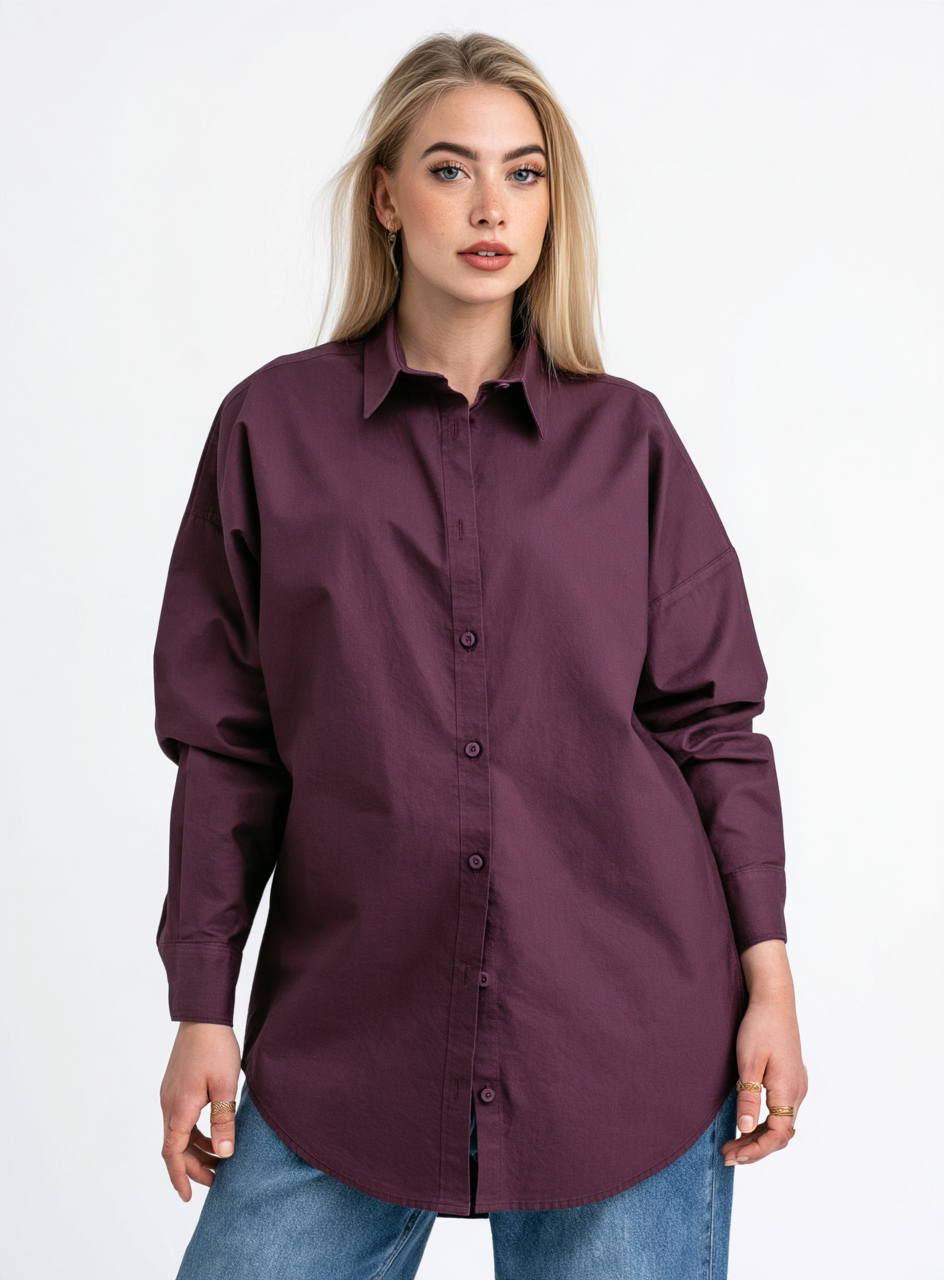 Violet Over Size Oxford Shirt