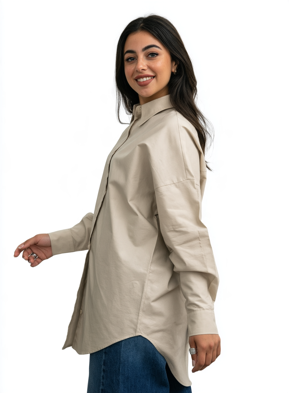 Latte Over Size Oxford Shirt