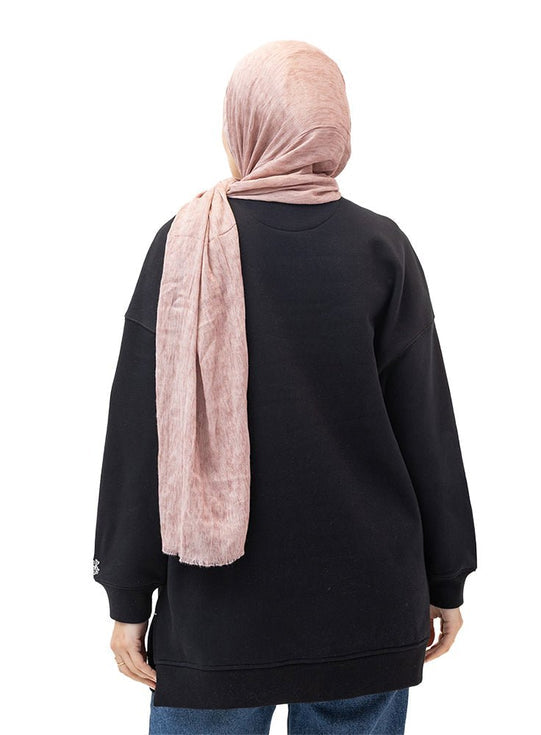 Black Long V-Over Size Sw-Round