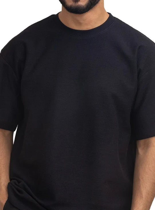 Black Crunchy-Oversize Round T-Shirt