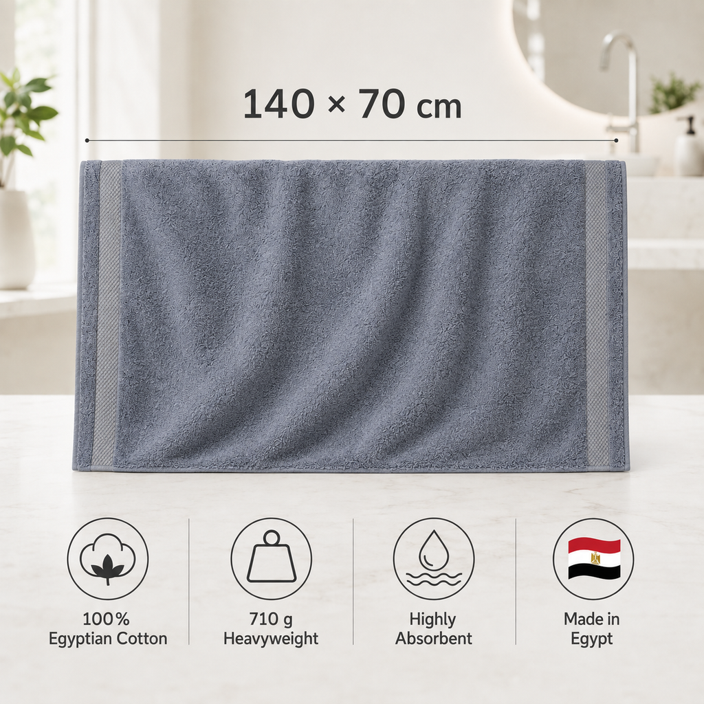 Egyptian Cotton Bath Towel — Ultra-Soft, 710 g Heavyweight