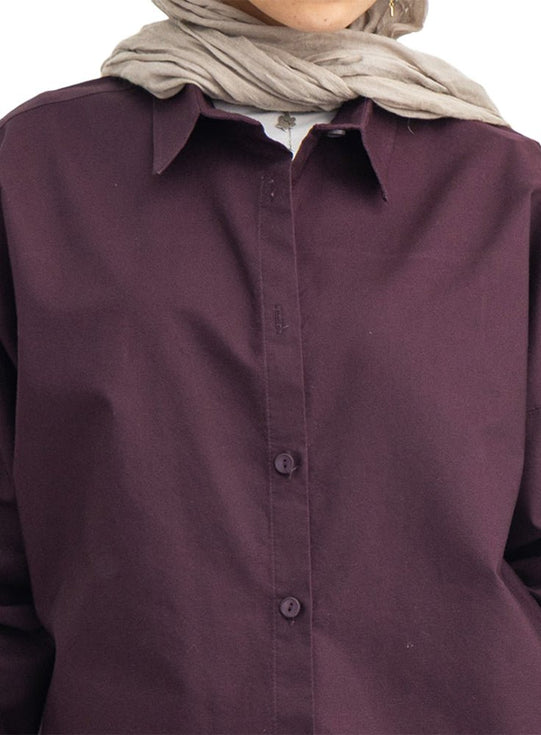 Violet Over Size Oxford Shirt