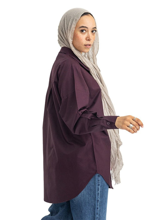Violet Over Size Oxford Shirt