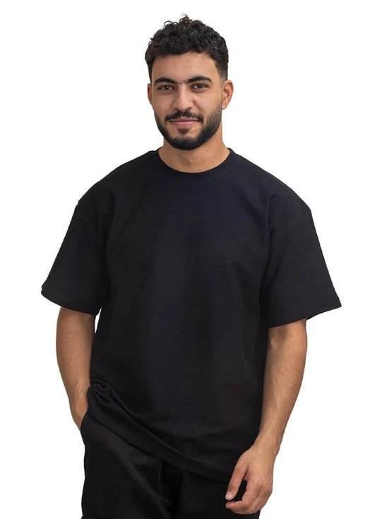 Black Crunchy-Oversize Round T-Shirt