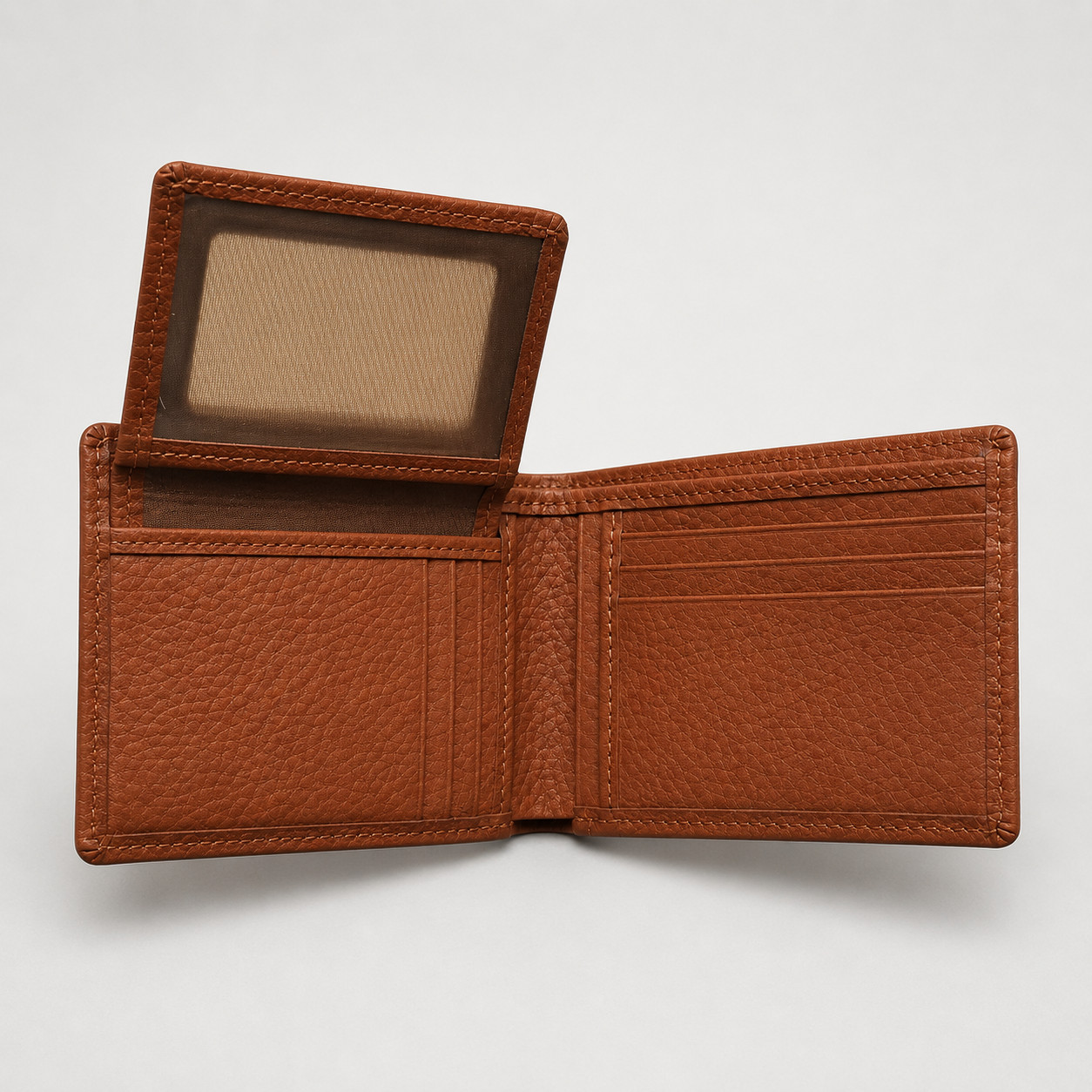 Men's Genuine Leather Bifold Wallet — 10 Card Slots & Removable ID Holder