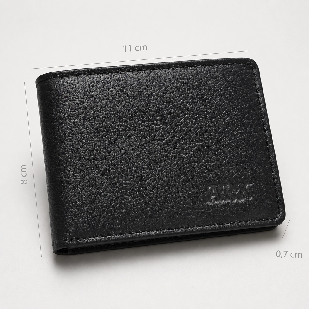 Men's Compact Genuine Leather Bifold Wallet — 9 Card Slots